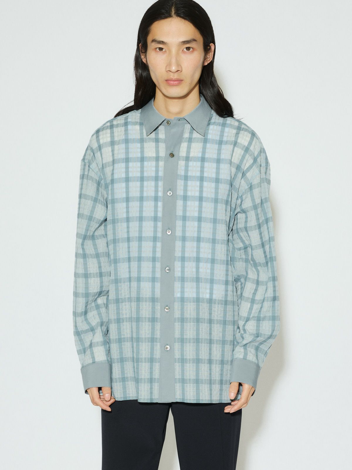 sheer check shirt