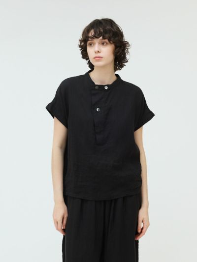 mizuiro ind リネンスタンドカラーシャツ