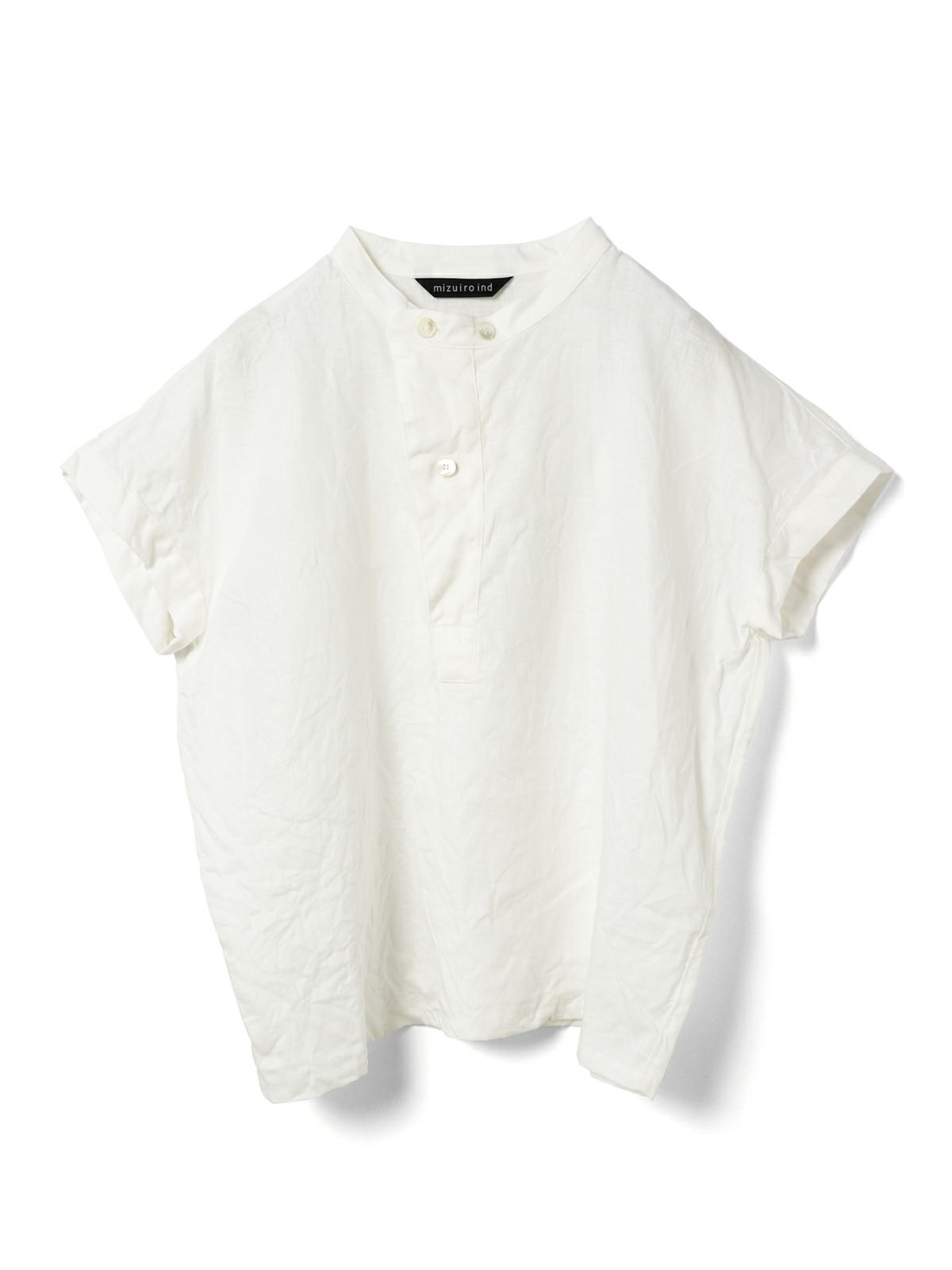linen stand collar shirt