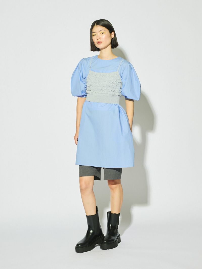 MIDIUMISOLID / ミディウミソリッド MIDIUMISOLID for Ladies バックスリットボリュームスリーブチュニック MIDIUMISOLID for Ladies タックワイドイージーパンツ