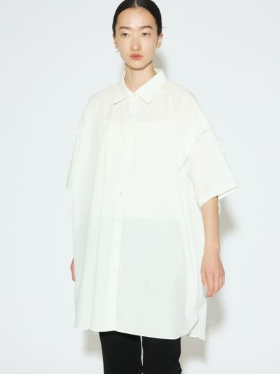 MIDIUMISOLID for Ladies タックショルダーワイドシャツ