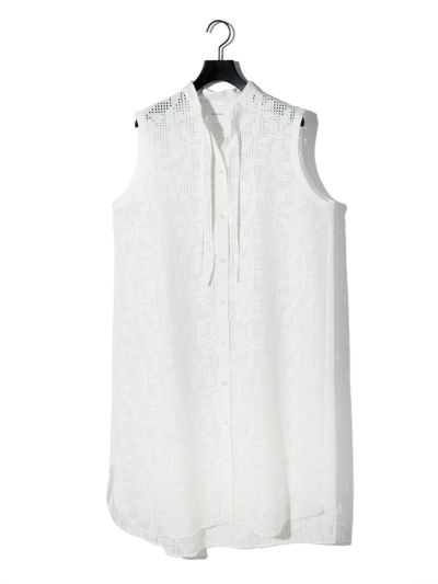 MIDIUMISOLID for Ladies レースノースリーブシャツワンピース
