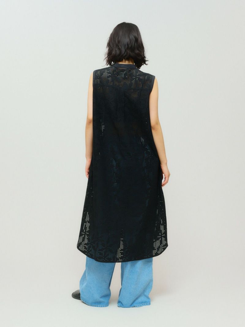 MIDIUMISOLID for Ladies レースノースリーブシャツワンピース