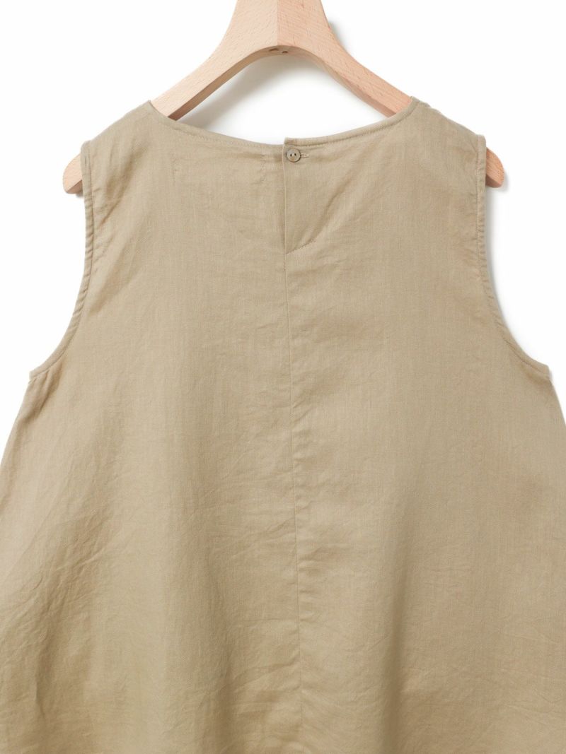 MaxMara*フレアワンピース タック リネン ノースリーブ アイボリー 総柄 MaxMara*フレアワンピース タック リネン ノースリーブ