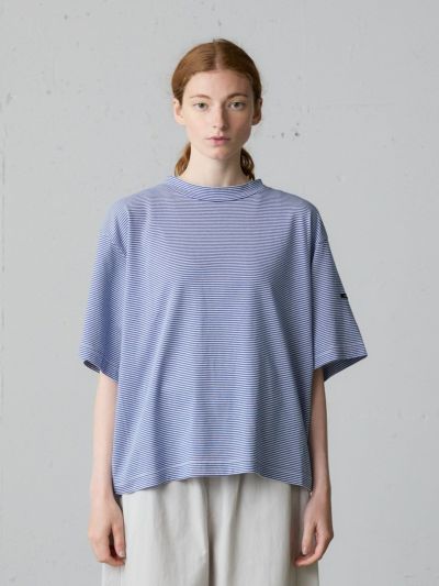 MidiUmi モックネックボーダーワイドTシャツ