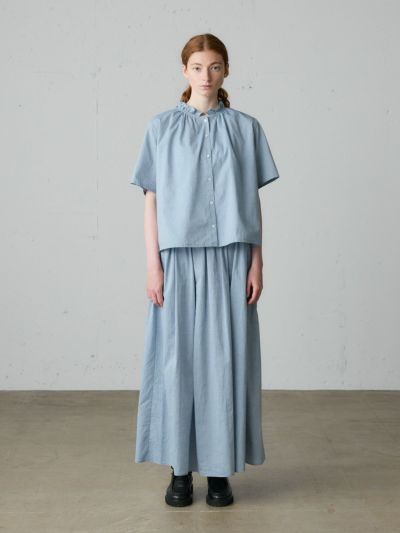 MidiUmi シャンブレーギャザースカート