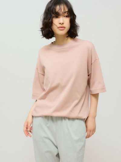 MIDIUMISOLID for Ladies ハーフスリーブニットプルオーバー