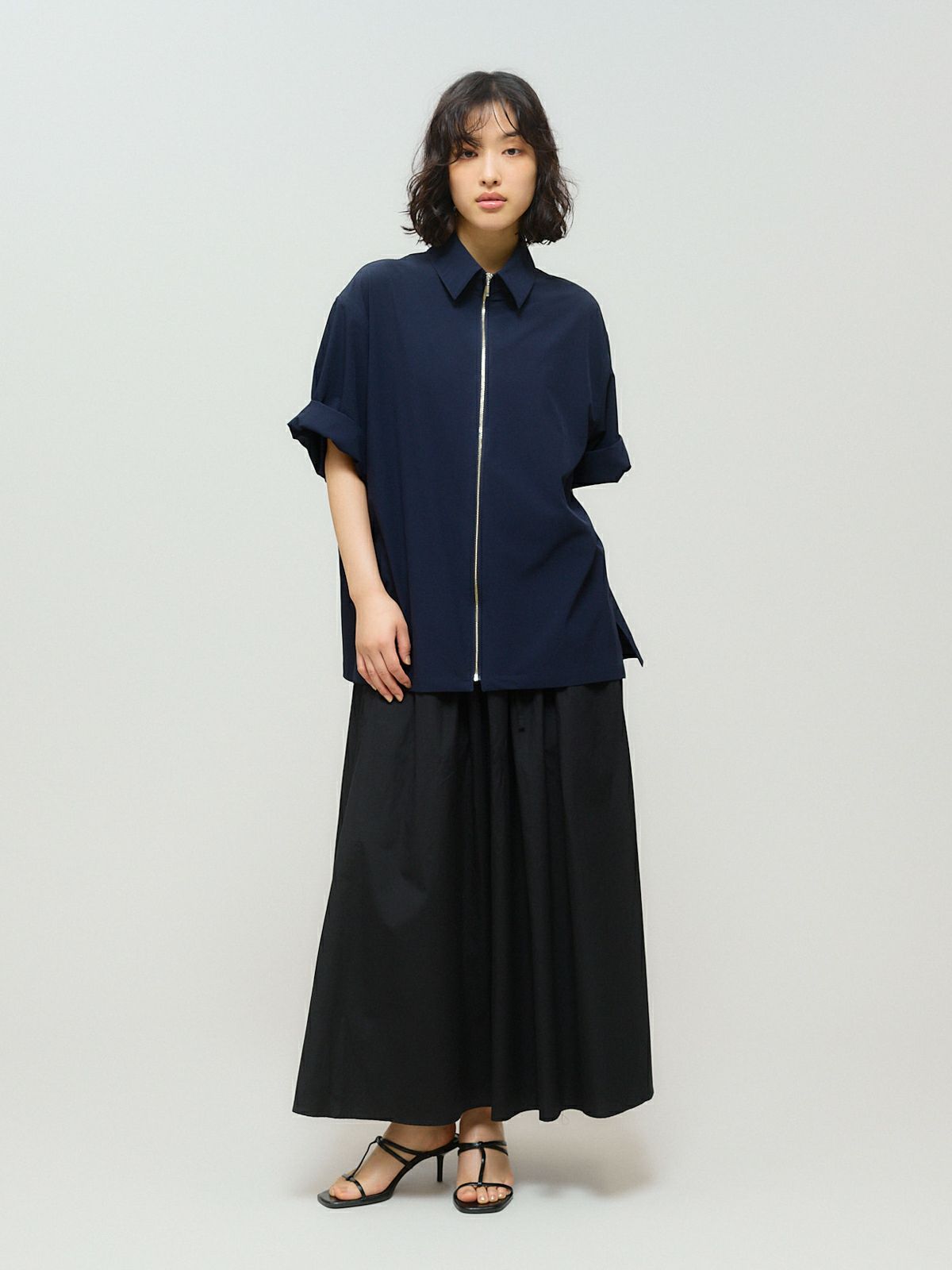 MIDIUMISOLID for Ladies タックギャザーボリュームスカート