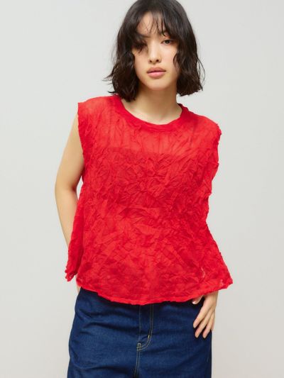 MIDIUMISOLID for Ladies シアーワッシャーベスト