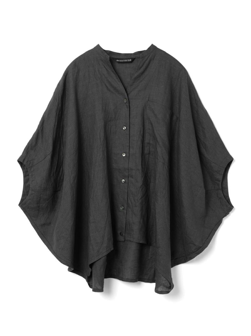 mizuiro ind リネンスタンドカラーコクーンシャツ｜ MARcourt