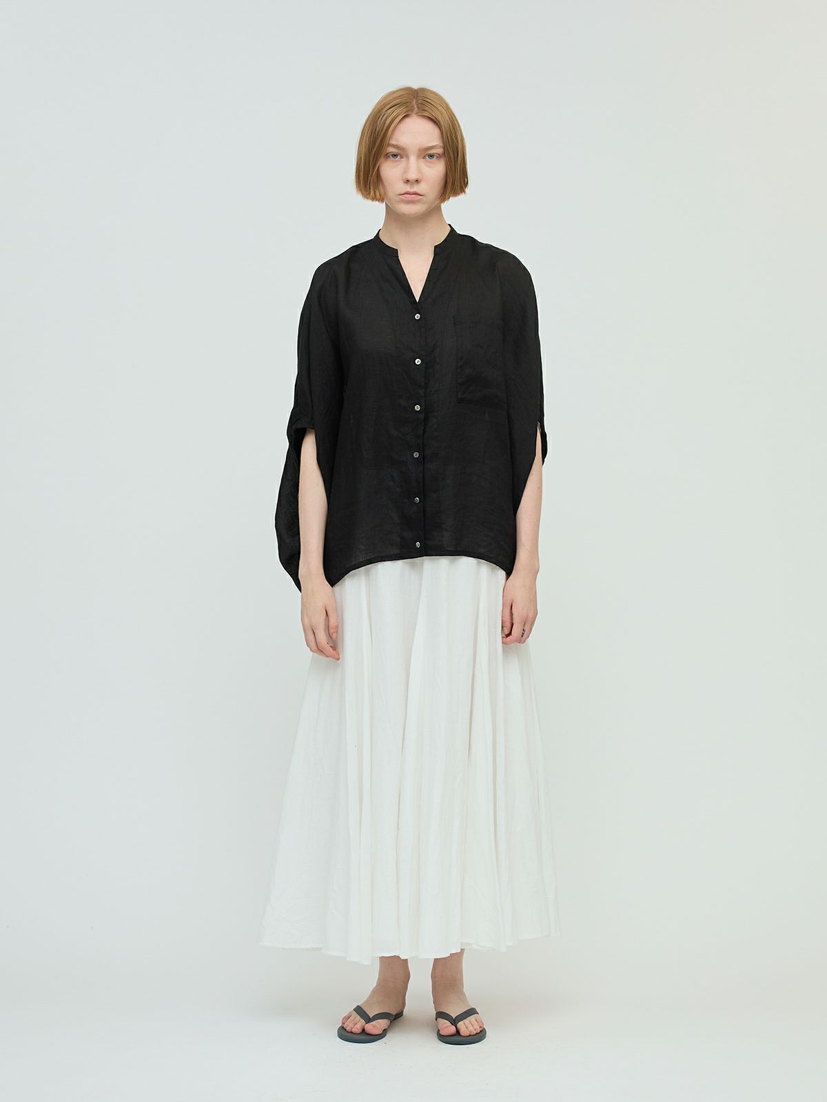 mizuiro ind リネンスタンドカラーコクーンシャツ｜ MARcourt ONLINE 