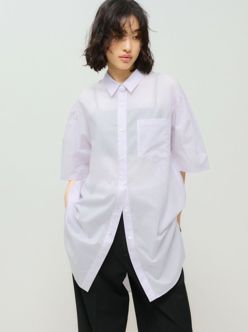 MIDIUMISOLID for Ladies ハーフスリーブワイドシャツ