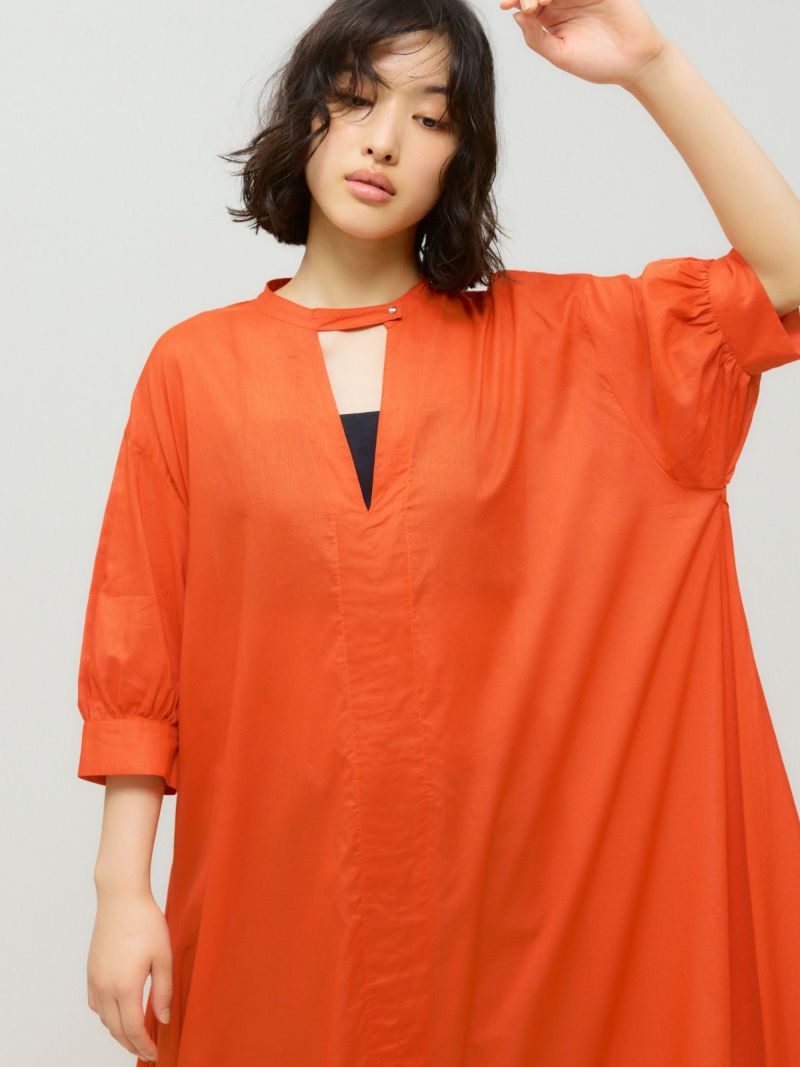 MIDIUMISOLIDスタンドカラーワイドシャツワンピース MIDIUMISOLID for Ladies スタンドカラースキッパーワンピース