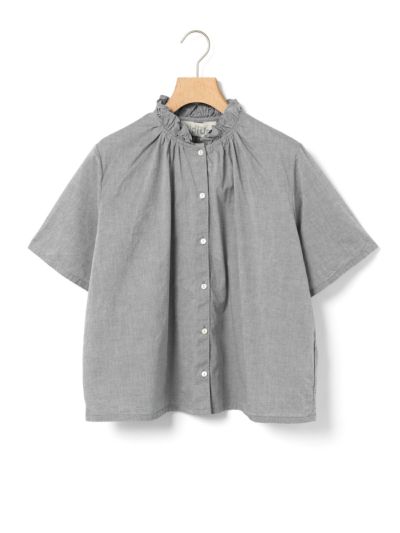 MidiUmi シャンブレーフリルシャツ