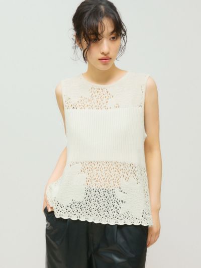 MIDIUMISOLID for Ladies レースリブベスト