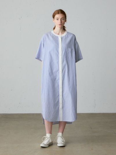 MidiUmi クレリックストライプシャツワンピース