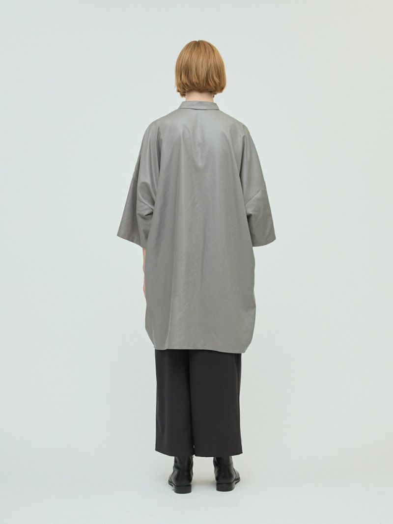 mizuiro ind グロッシーワイドハーフスリーブシャツワンピース