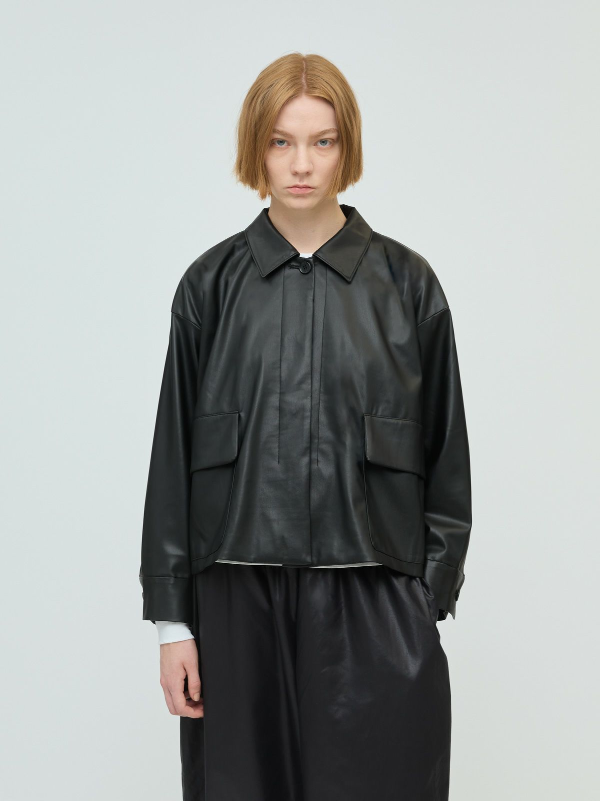 synthetic leather shirt JK