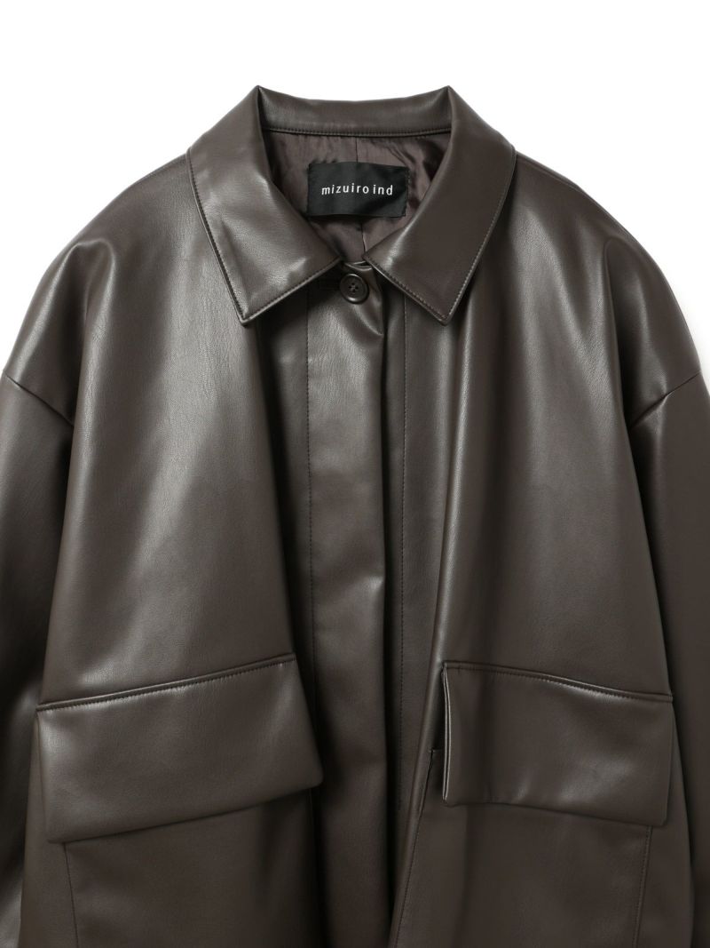 mizuiro ind シンセティックレザージャケット mizuiro ind シンセティックレザーシャツジャケット| MARcourt