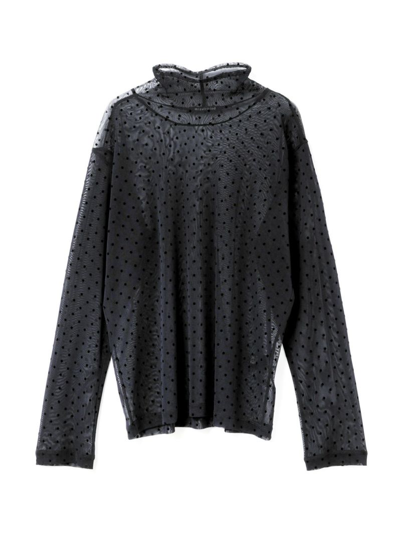 【新品】mizuiro ind メッシュドットハイネックプルオーバー　ブラウン mizuiro ind メッシュドットハイネックプルオーバー