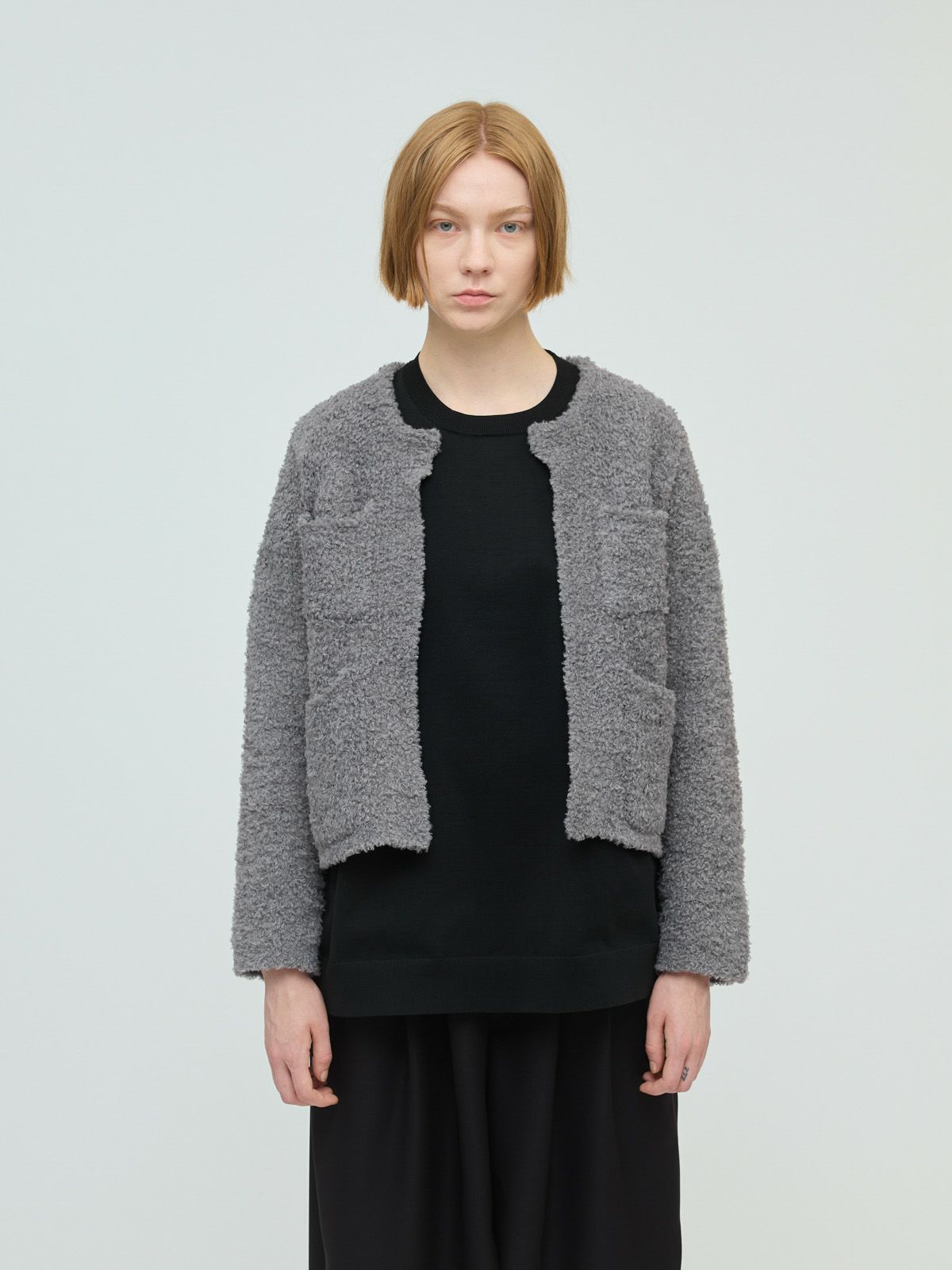 hairly crew neck C/D with pockets