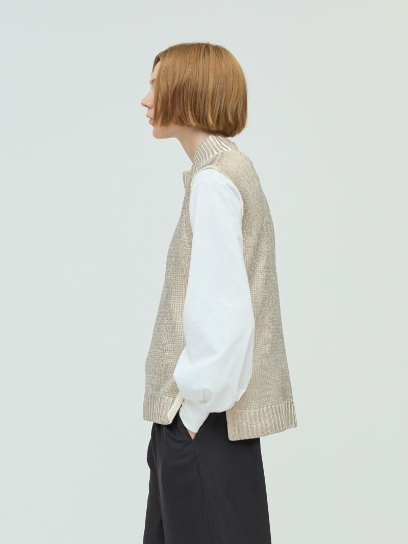 mizuiro ind リブハイネックベスト　ブラック mizuiro ind ミズイロインド】HIGH NECK KNIT VEST ハイネック