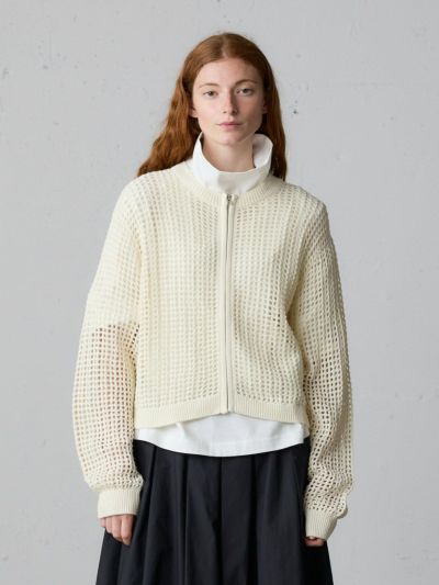 MidiUmi メッシュニットジップカーディガン