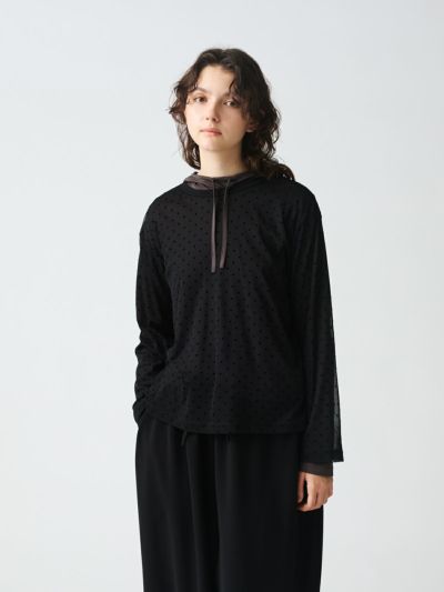 mizuiro ind メッシュドットクルーネックプルオーバー