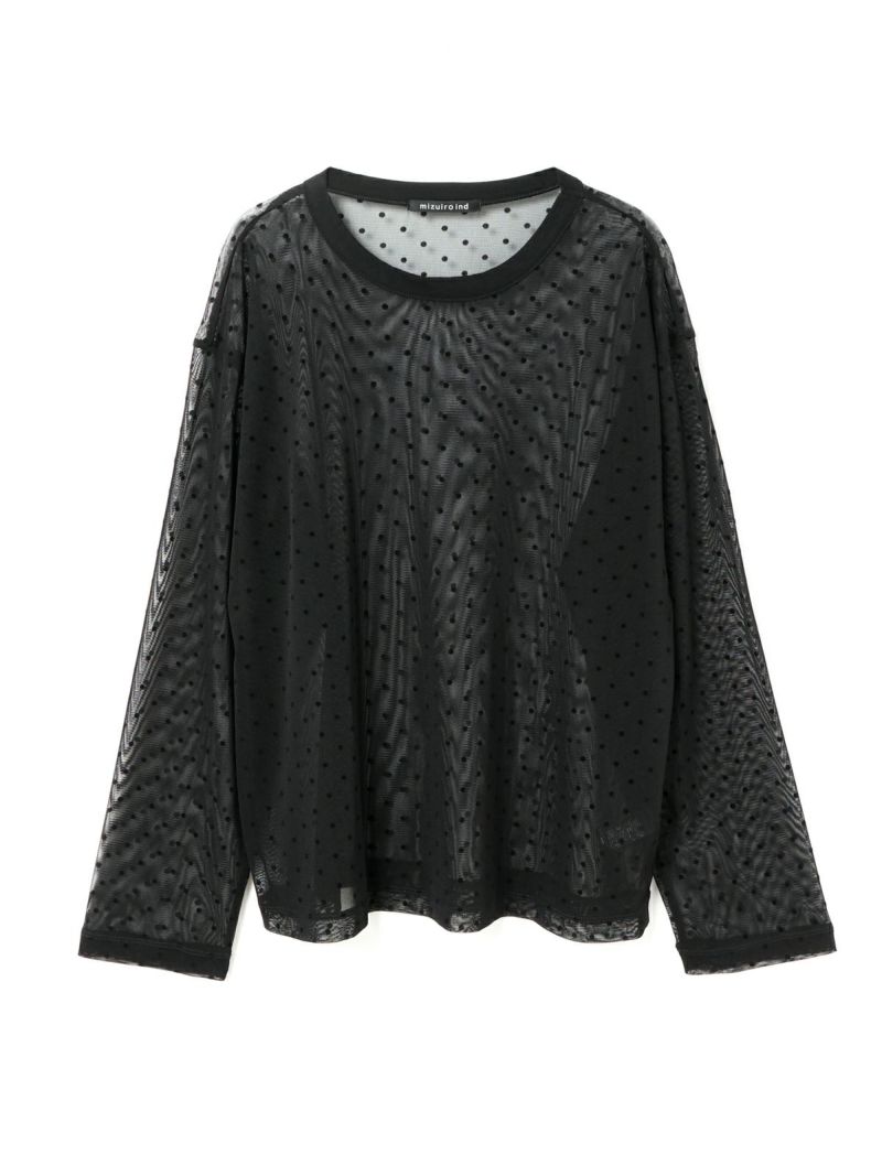 mizuiro ind メッシュドットクルーネックプルオーバー