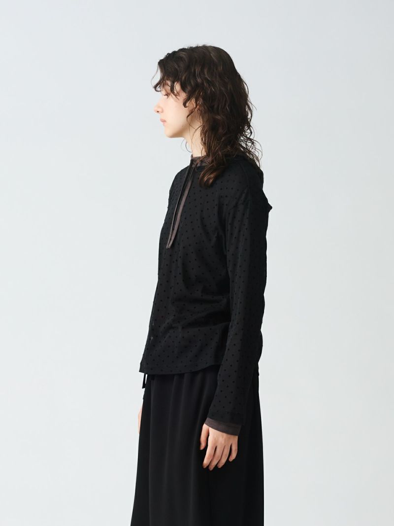 mizuiro ind メッシュドットクルーネックプルオーバー
