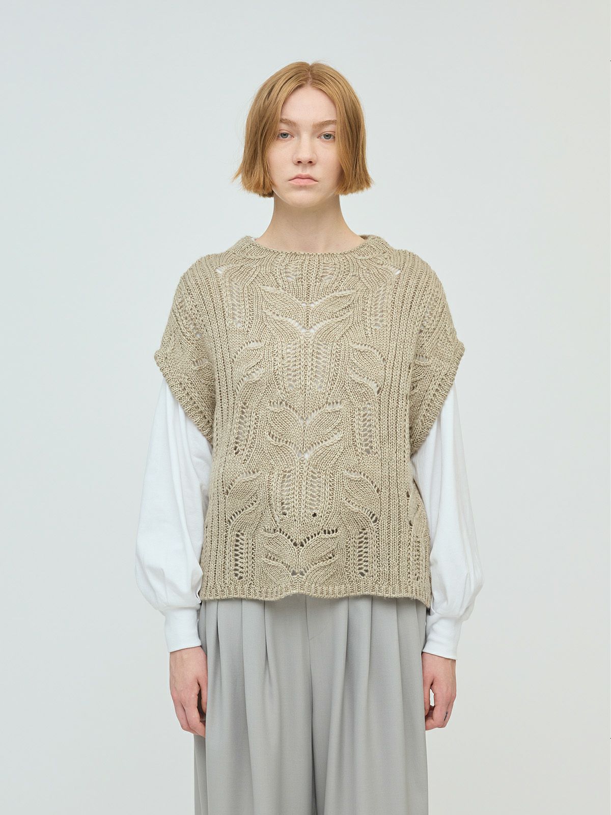 sheercable pattern vest / kinari