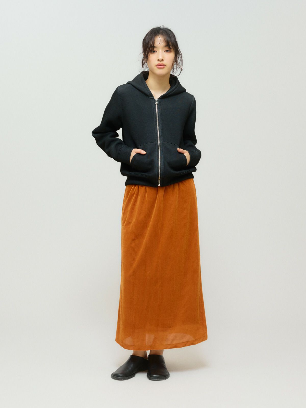 MIDIUMISOLID for Ladies シアーダブルニットジップパーカー