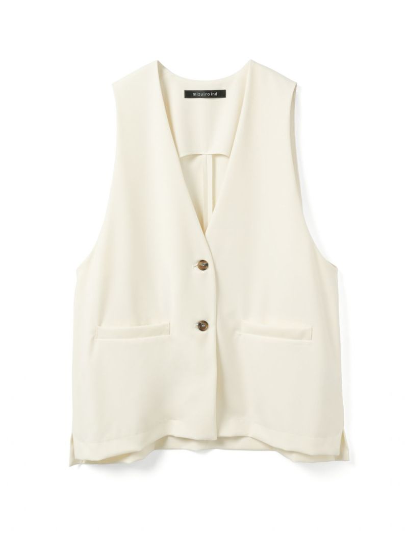 【美品】mizuiro ind ワイドVネックベスト　アイボリー MARcourt｜mizuiro ind ワイドVネックベスト | Rakuten Fashion