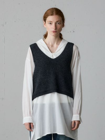 【MidiUmi】メッシュ　ニットベスト　カーディガン　グレー MidiUmi】メッシュ ニットベスト カーディガン グレー MidiUmi