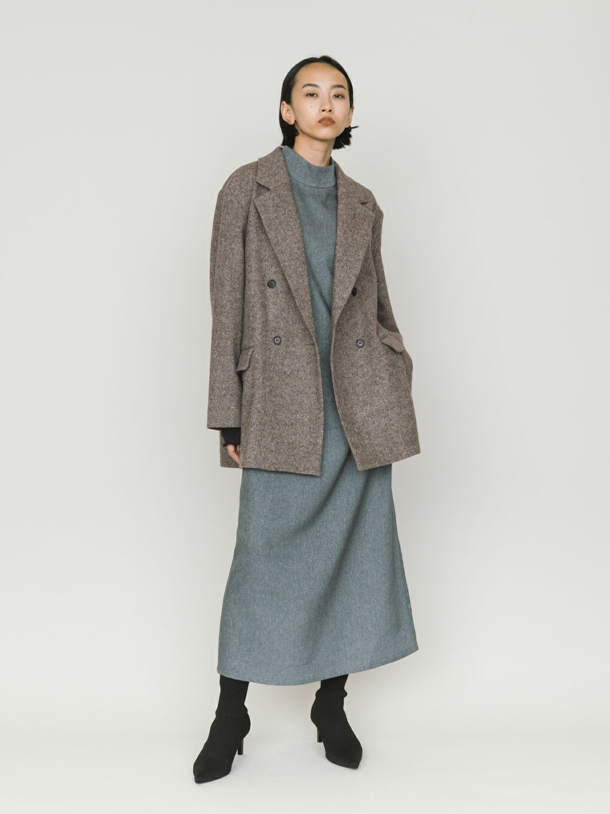 MIDIUMISOLID for Ladies ダブルブレストツイードジャケット