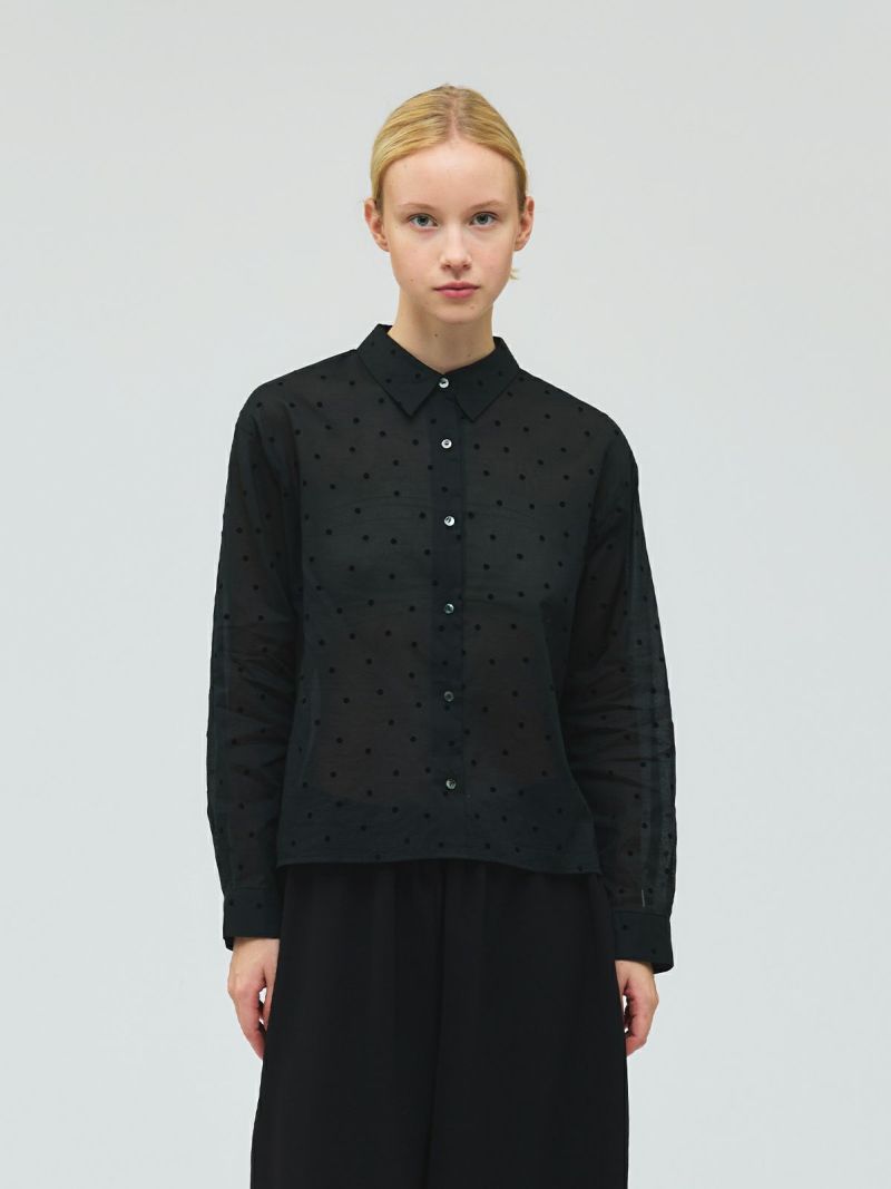 mizuiro ind フロッキードットプリントシャツ｜ MARcourt ONLINE STORE