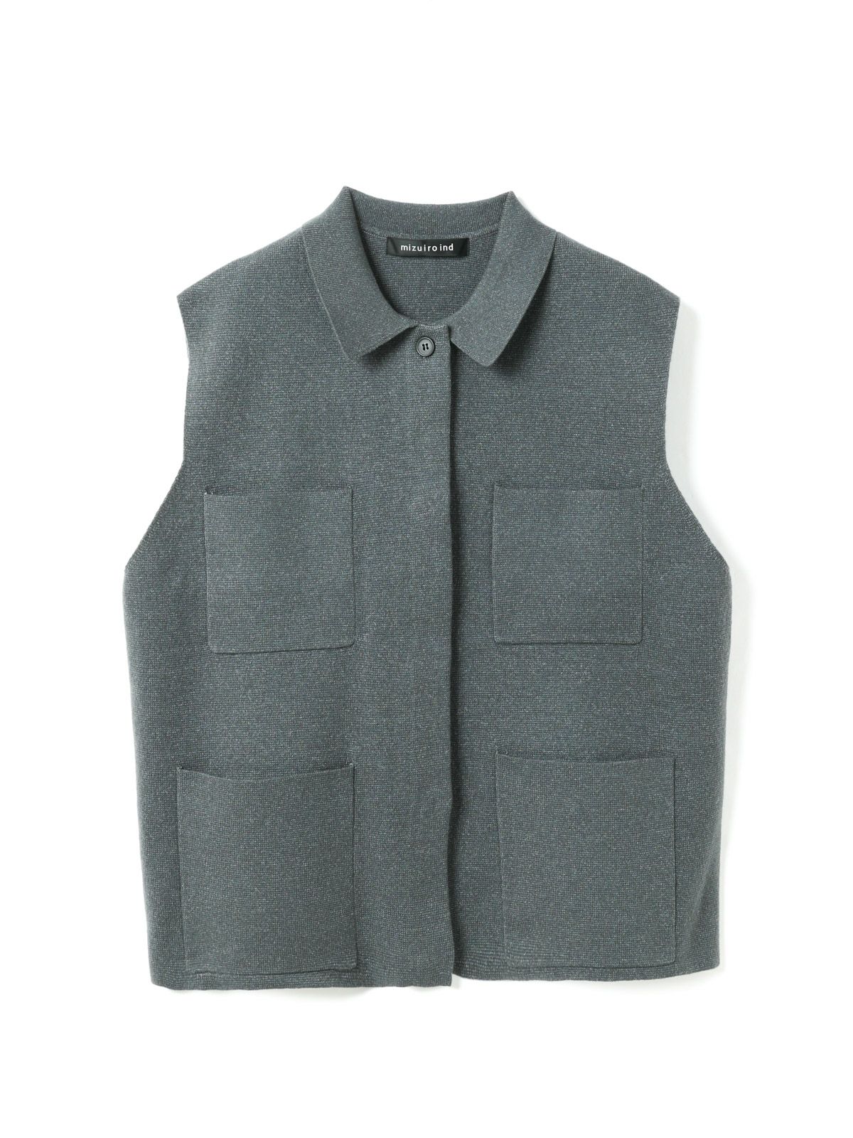 【新品タグ付】mizuiro ind ミズイロインド 襟付きワイドベスト 黒 mizuiro ind 襟付きワイドベスト｜ MARcourt ONLINE STORE
