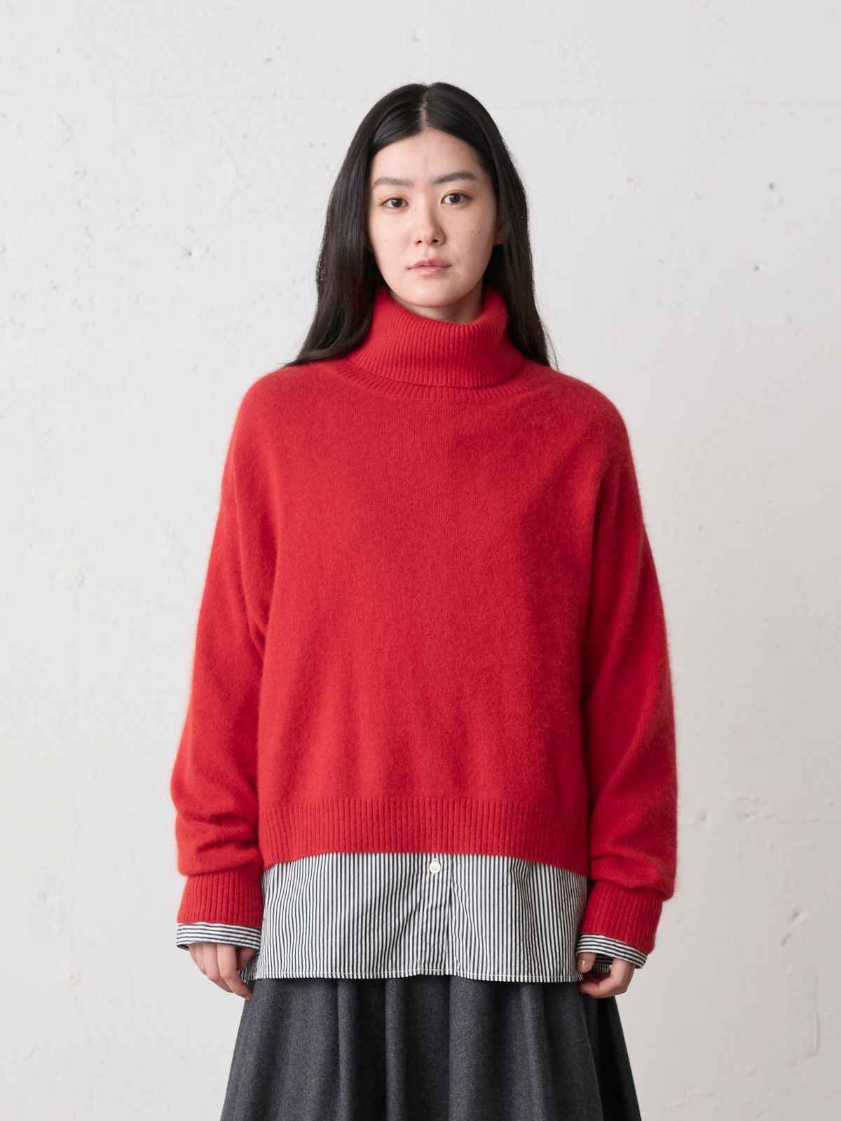 racoon knit neck PO / red