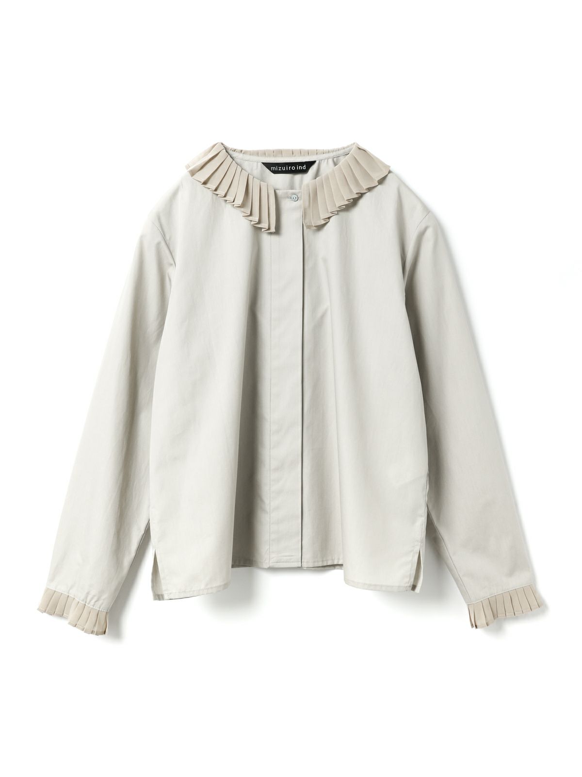 美品！ミズイロインド プリーツカラーシャツ☆アイボリー mizuiro ind プリーツカラーシャツ | mizuiro ind (Women