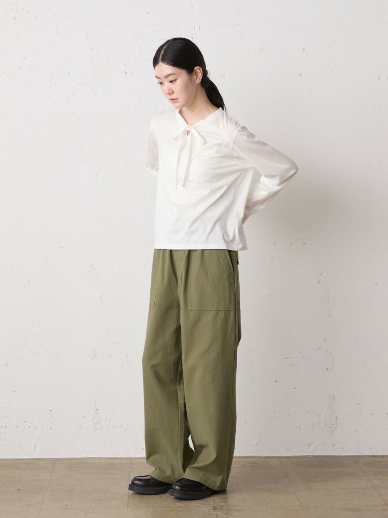 まるみ様・専用 カラミ織風サッカー七分袖スタンドカラーシャツ<ストレッチ/通気性