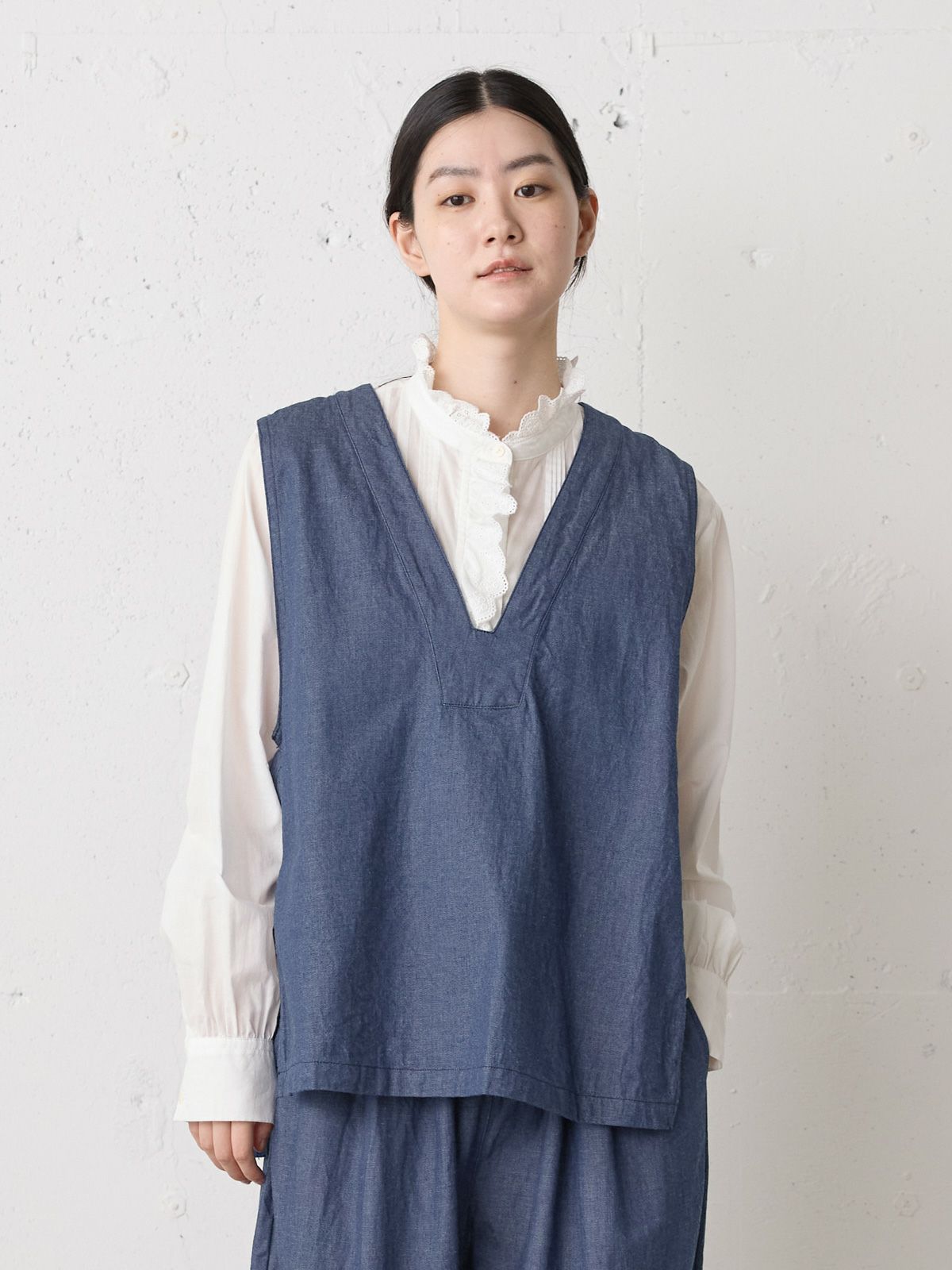 denim side strap vest