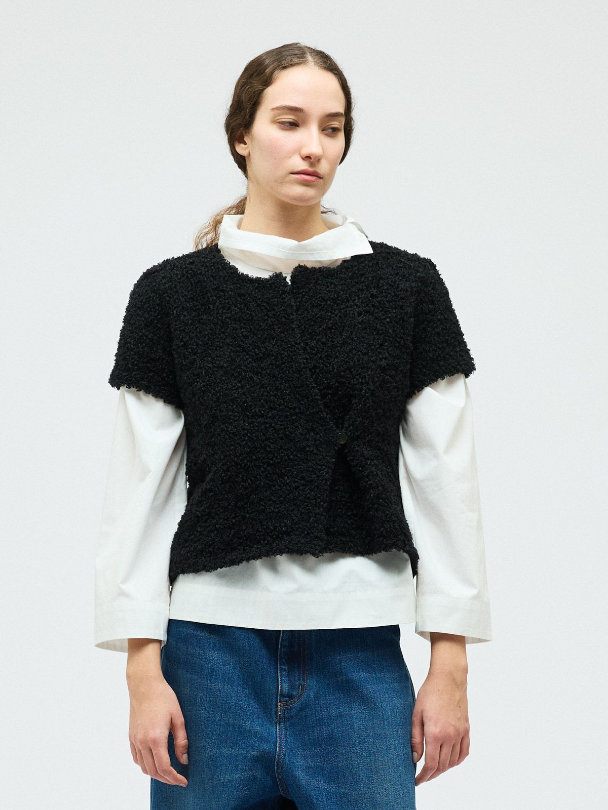 Randy プレイドファースリーブカーディガンアンサンブル プレイド