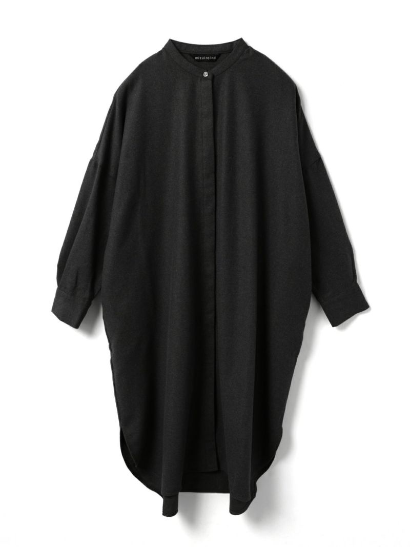 mizuiro ind ウールブレンドスタンドカラーシャツワンピース