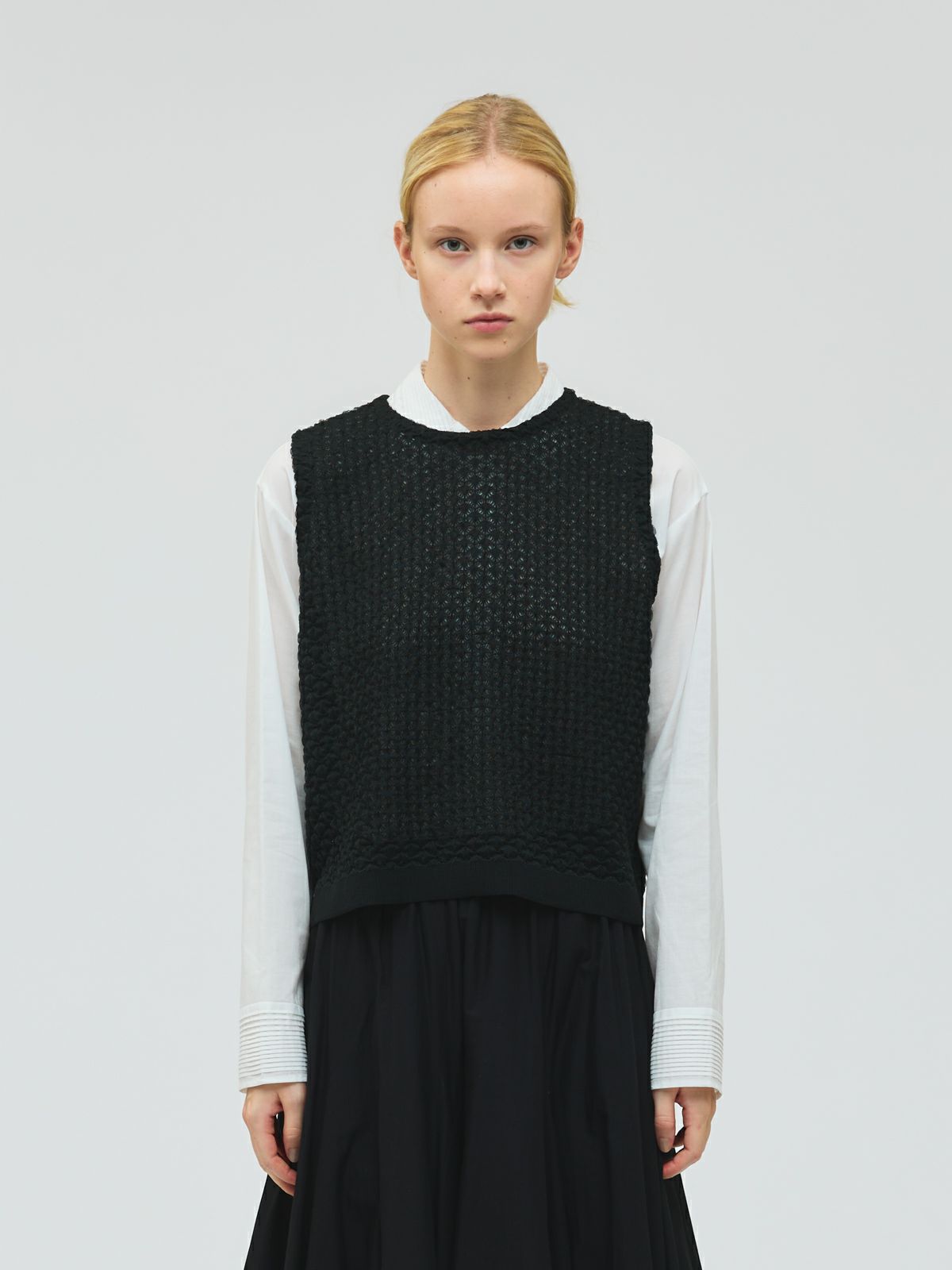 patterned sheer vest