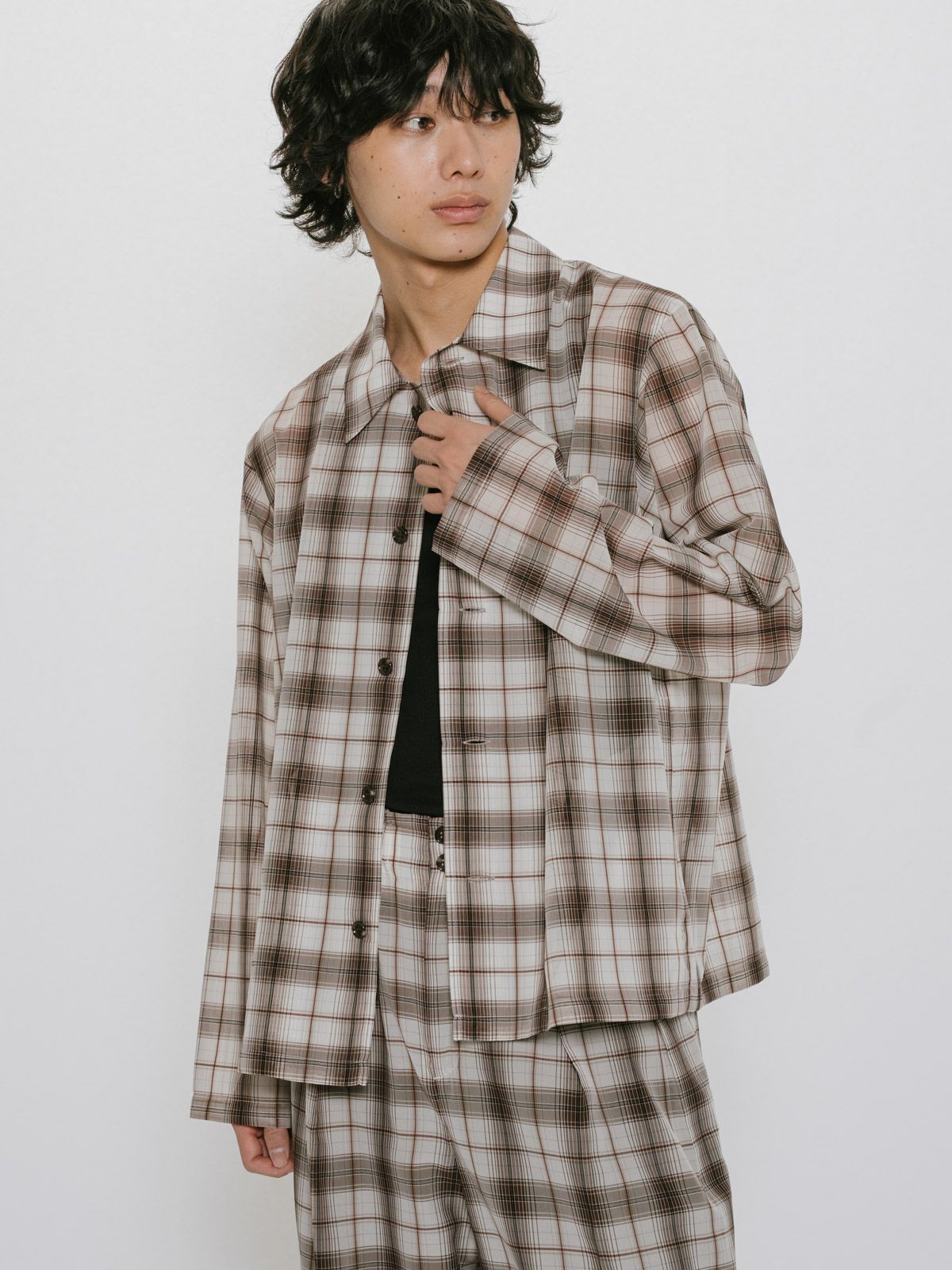 MIDIUMISOLID Men’s シアーチェックコーチジャケット
