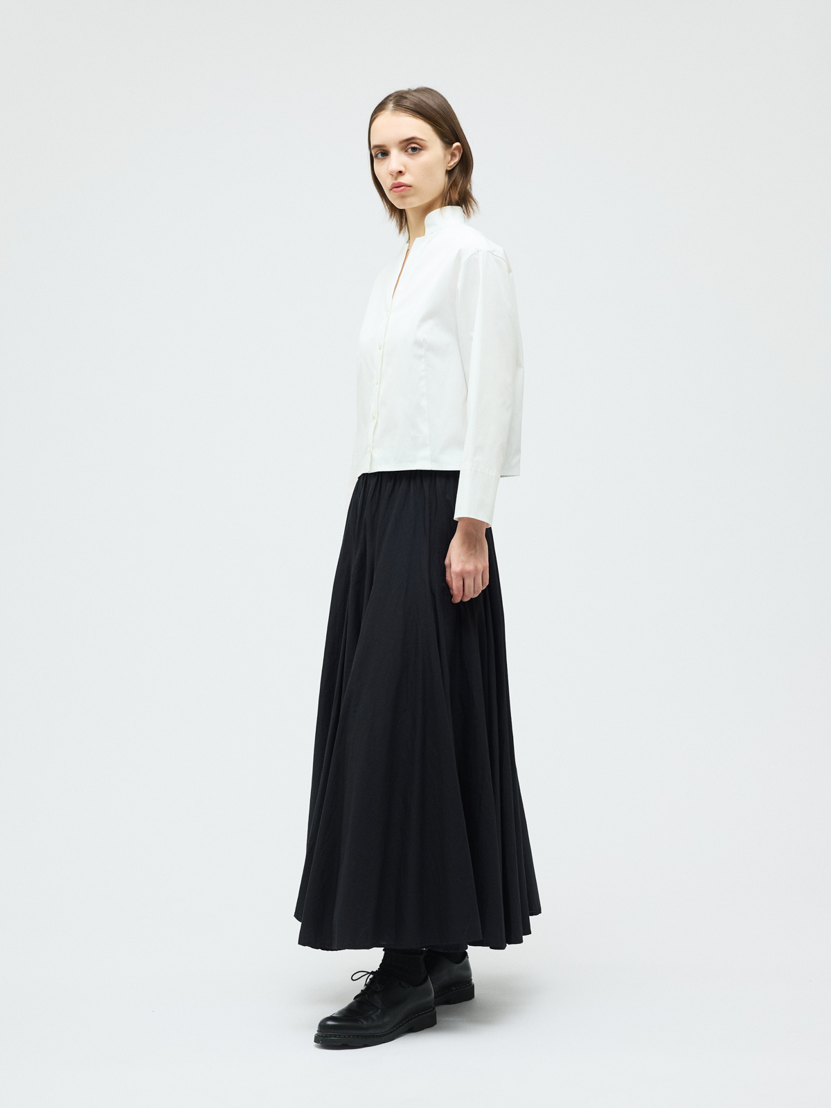 スタンドカラーショートシャツ 横