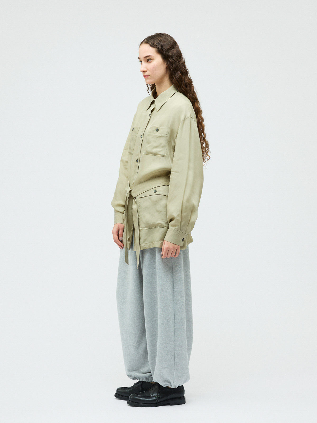 キュプラフィールドシャツジャケット 横