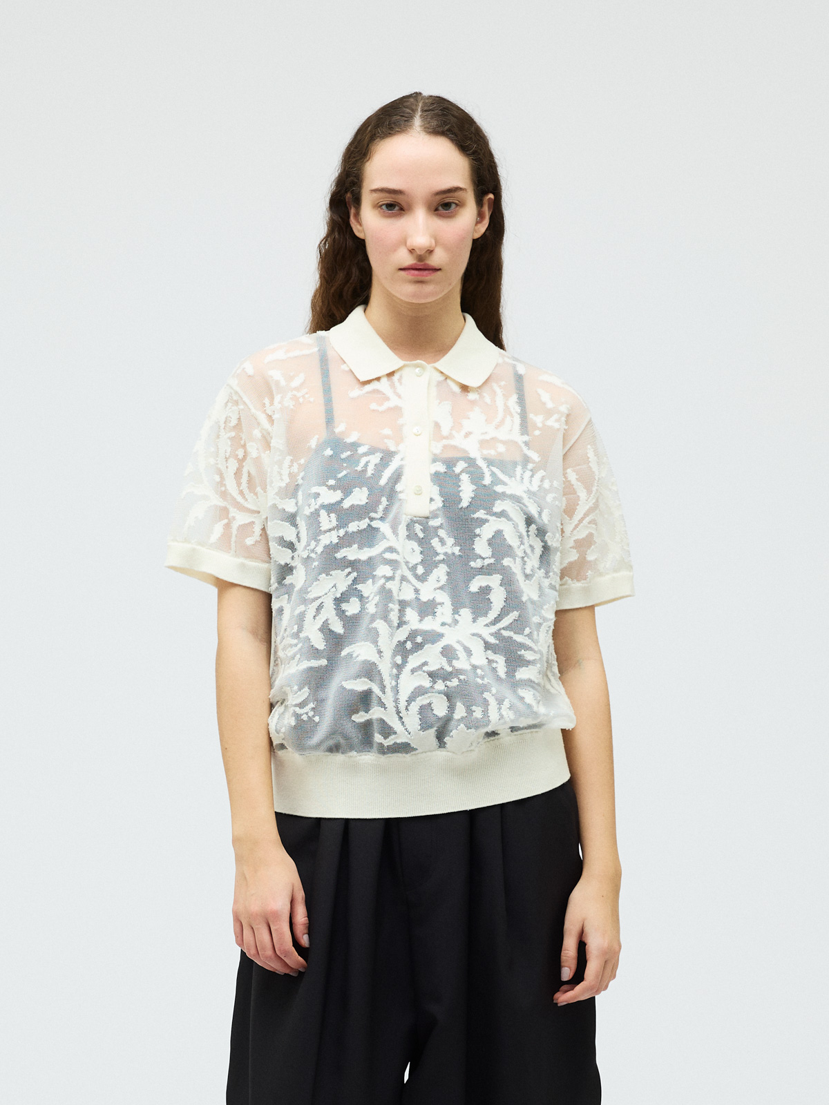 mesh embroidery polo P/O