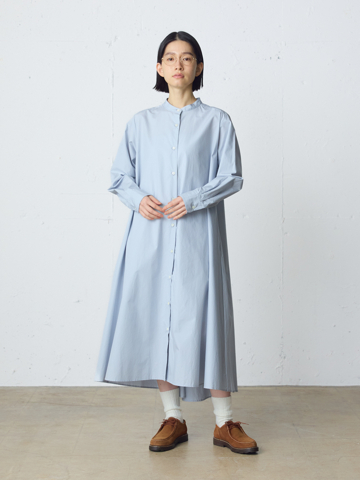 A line band collar shirt OP