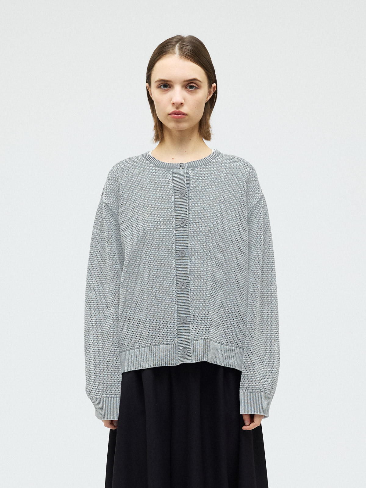 stone wash mesh crew neck C/D